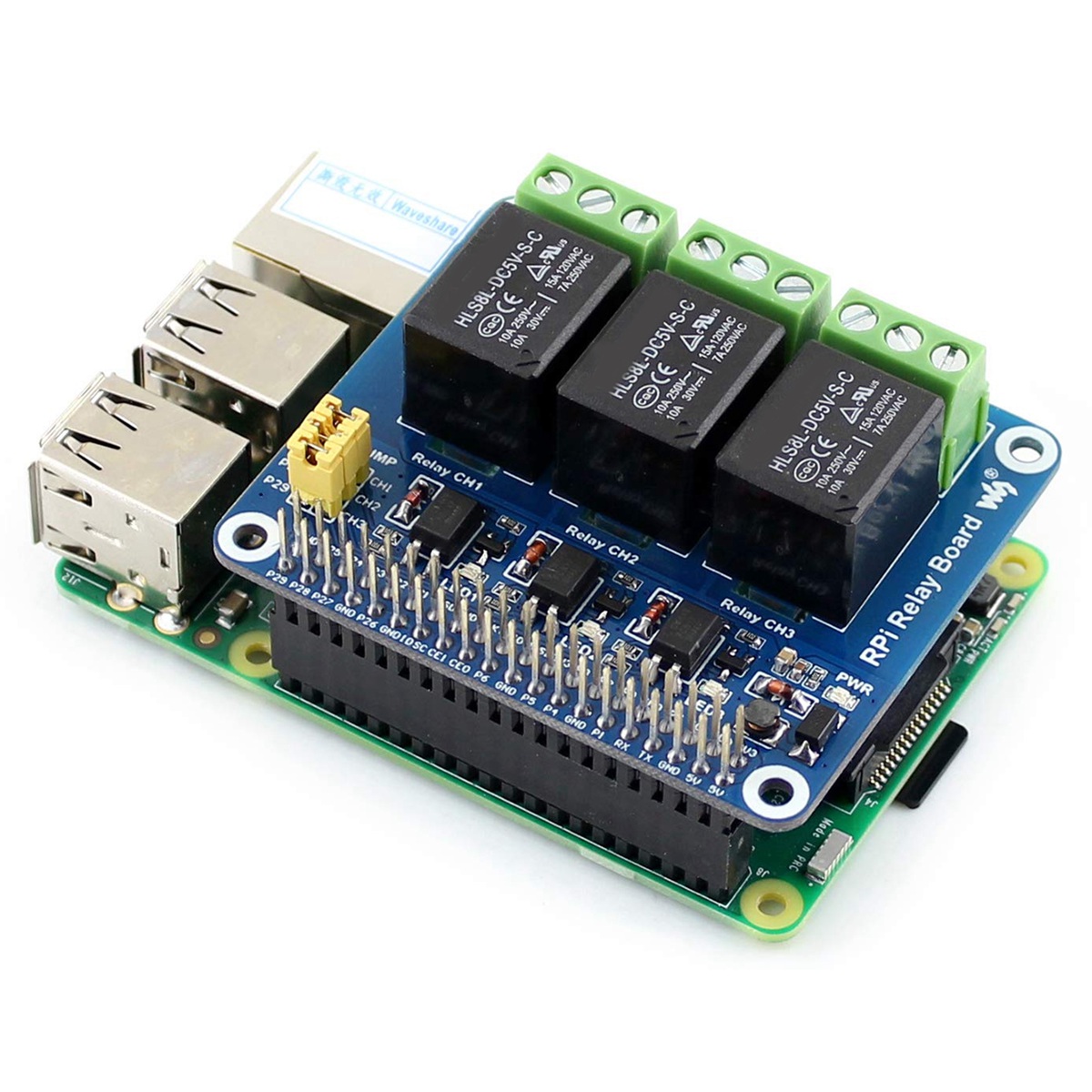 Pi Zero W Board - Waveshare Modulo Relè a 3 Canali